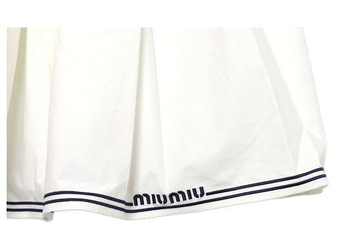 Miu Miu Gonna lunga in popeline bianca da donna - vista 3