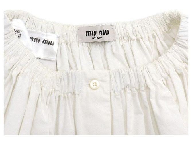 Miu Miu Gonna lunga in popeline bianca da donna - vista 5