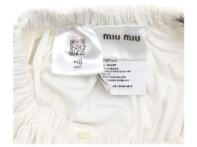 Miu Miu Gonna lunga in popeline bianca da donna - vista 6