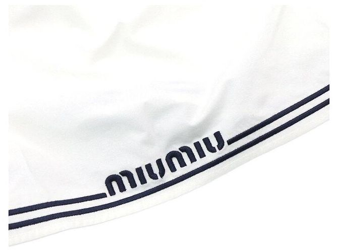 Miu Miu Gonna lunga in popeline bianca da donna - vista 7
