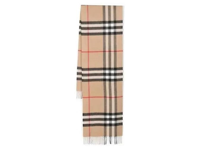 Écharpe Burberry en cachemire à carreaux beige - vue 5