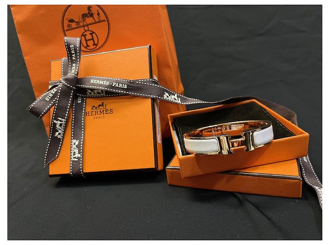Hermès Clickachou Armband Roségold Weiß - Ansicht 2