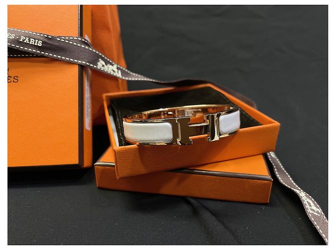 Hermès Clickachou Armband Roségold Weiß - Ansicht 3