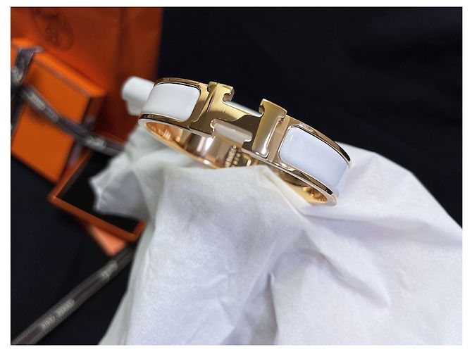 Hermès Clickachou Armband Roségold Weiß - Ansicht 5