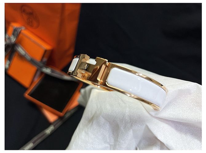 Hermès Clickachou Armband Roségold Weiß - Ansicht 6