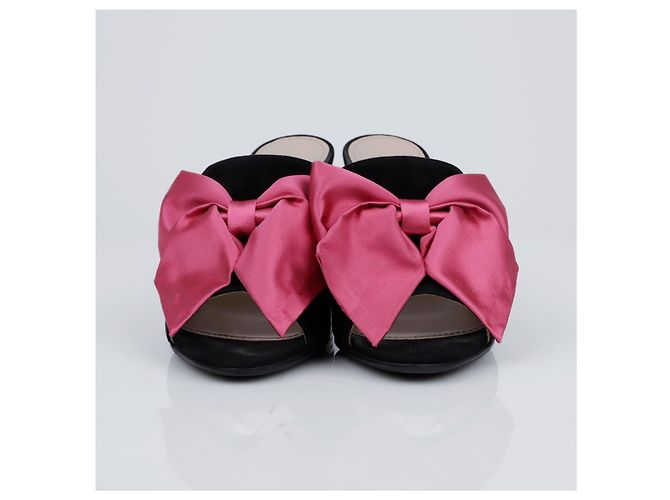 Sandali Miu Miu Bow in scamosciato marrone - vista 2