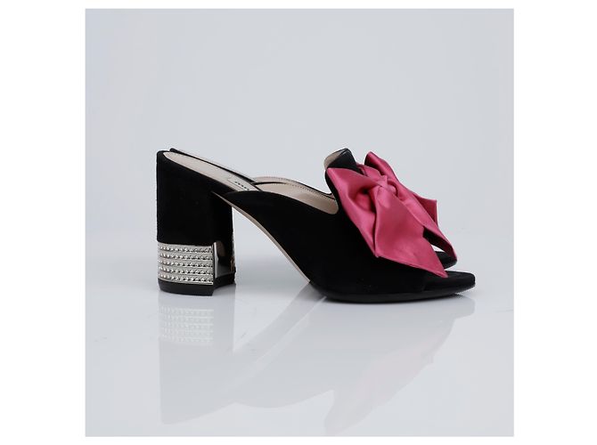 Sandali Miu Miu Bow in scamosciato marrone - vista 3
