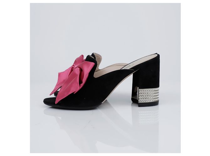 Sandali Miu Miu Bow in scamosciato marrone - vista 4