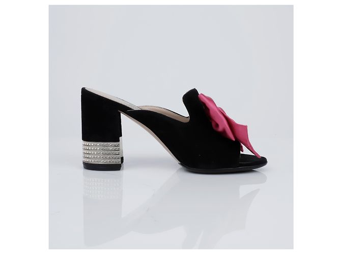 Sandali Miu Miu Bow in scamosciato marrone - vista 8