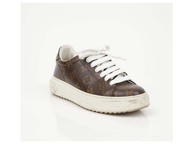 Baskets Louis Vuitton Timeout Marron Toile Enduite - vue 2