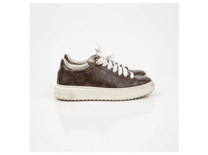 Baskets Louis Vuitton Timeout Marron Toile Enduite - vue 3
