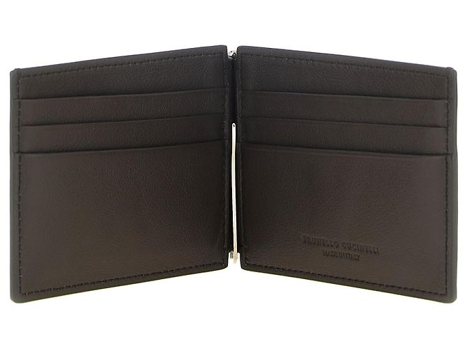 Brunello Cucinelli Fermi soldi in pelle di vitello marrone - vista 3