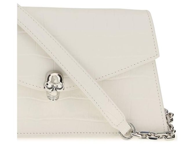 Alexander Mcqueen Clutch Bos Taurus in pelle di vitello bianca - vista 4