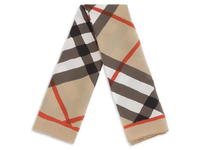 Sciarpa Burberry in seta Check effetto acquerello beige - vista 2