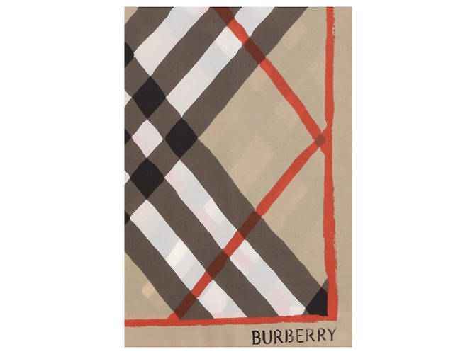 Sciarpa Burberry in seta Check effetto acquerello beige - vista 3