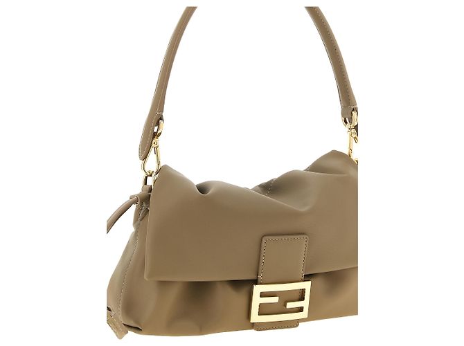 Fendi Borsa a mano in pelle di agnello beige - vista 3