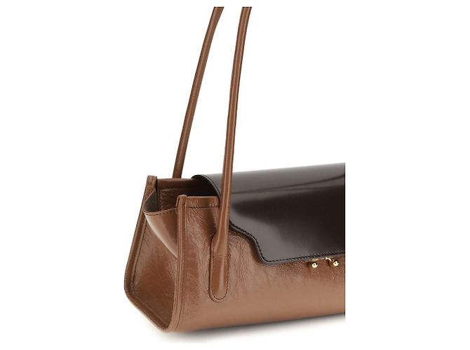 Marni Borsa a tracolla Bos Taurus in pelle di vitello marrone - vista 4
