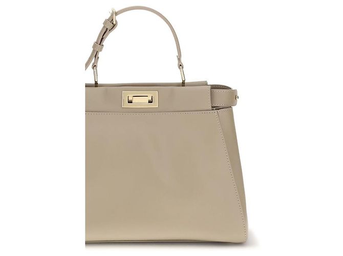 Fendi Borsa a tracolla Bos Taurus in pelle di vitello beige - vista 4