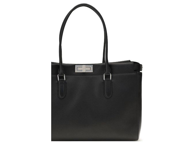 Fendi Borsa a tracolla Bos Taurus in pelle di vitello nera - vista 4