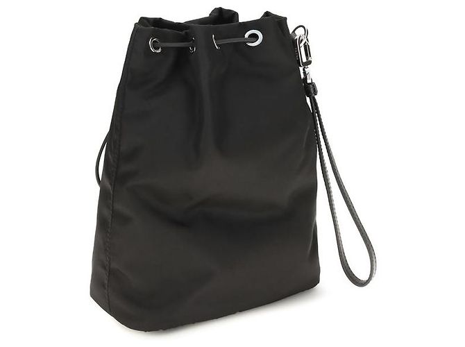 Prada Bucket Bag in Re-Nylon e pelle Saffiano nera - vista 3