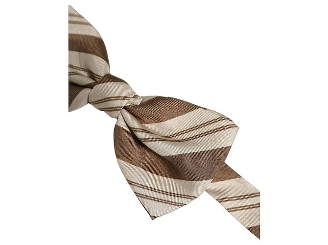 Dolce & Gabbana Papillon regolabile a righe marrone e beige da uomo - vista 3