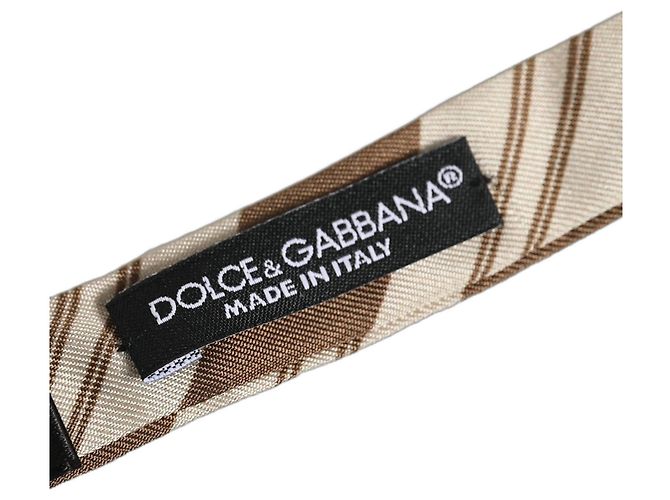 Dolce & Gabbana Papillon regolabile a righe marrone e beige da uomo - vista 5