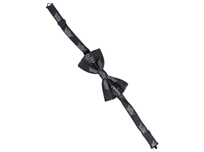 Dolce & Gabbana Papillon regolabile in seta Crown nero da uomo - vista 2
