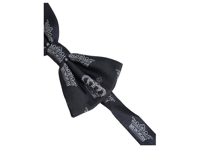 Dolce & Gabbana Papillon regolabile in seta Crown nero da uomo - vista 3