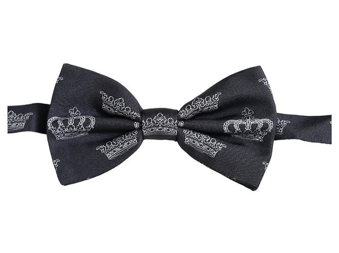 Dolce & Gabbana Papillon regolabile in seta Crown nero da uomo - vista 4