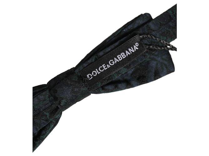 Dolce & Gabbana Papillon regolabile da uomo, motivo Paisley nero e verde - vista 4