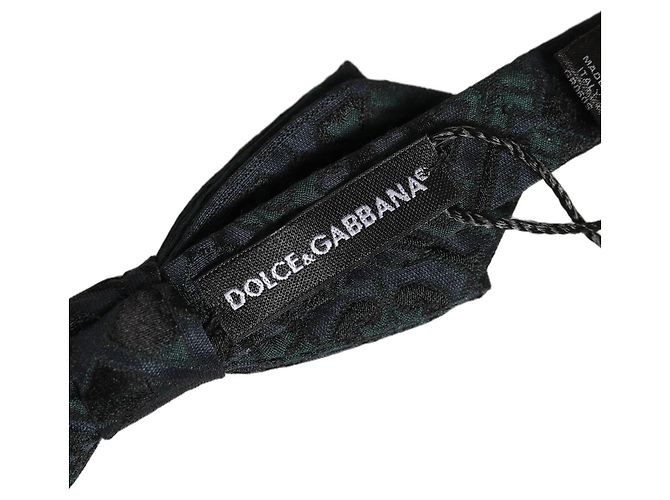 Dolce & Gabbana Papillon regolabile da uomo, motivo Paisley nero e verde - vista 4