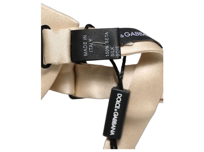 Dolce & Gabbana Men Beige % Silk Adjustable Neck Papillon Bow Tie - view 6