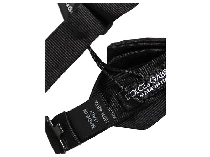 Dolce & Gabbana Men Black % Silk Adjustable Neck Papillon Bow Tie - view 2