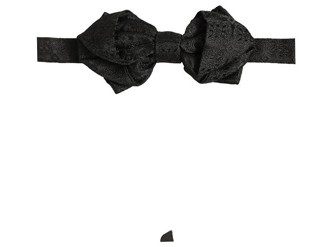 Dolce & Gabbana Papillon regolabile in seta paisley nero da uomo - vista 3