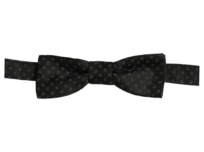 Dolce & Gabbana Black Diamond Pattern Adjustable Neck Papillon Bow Tie - view 3
