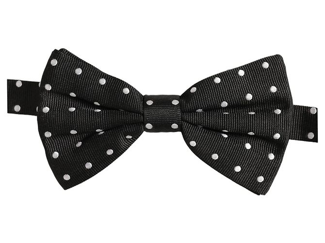 Dolce & Gabbana Black White Polka Dot Adjustable Neck Papillon Bow Tie - view 2
