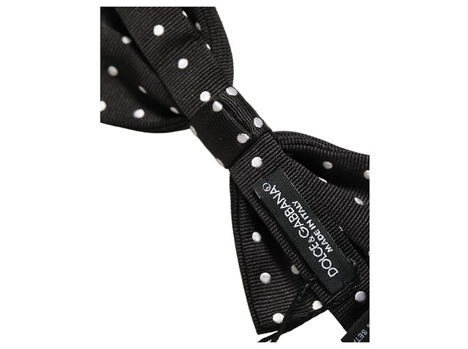 Dolce & Gabbana Black White Polka Dot Adjustable Neck Papillon Bow Tie - view 3