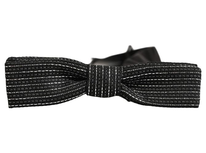 Dolce & Gabbana Papillon regolabile a coste blu scuro e argento da uomo - vista 2