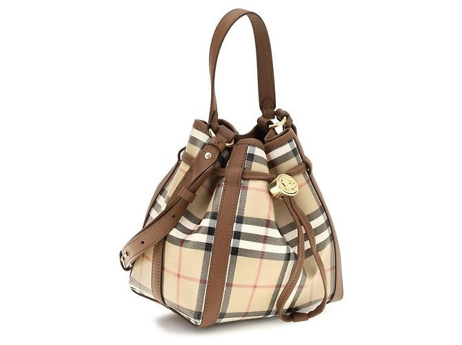 Burberry Borsa a secchiello Bos Taurus in pelle di vitello beige - vista 2
