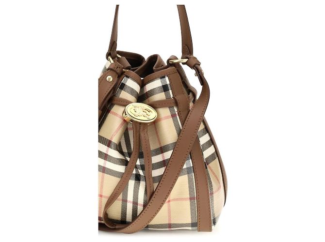 Burberry Borsa a secchiello Bos Taurus in pelle di vitello beige - vista 4