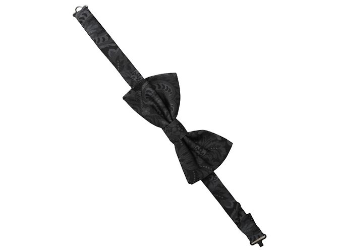 Dolce & Gabbana Papillon regolabile in seta paisley nero da uomo - vista 2