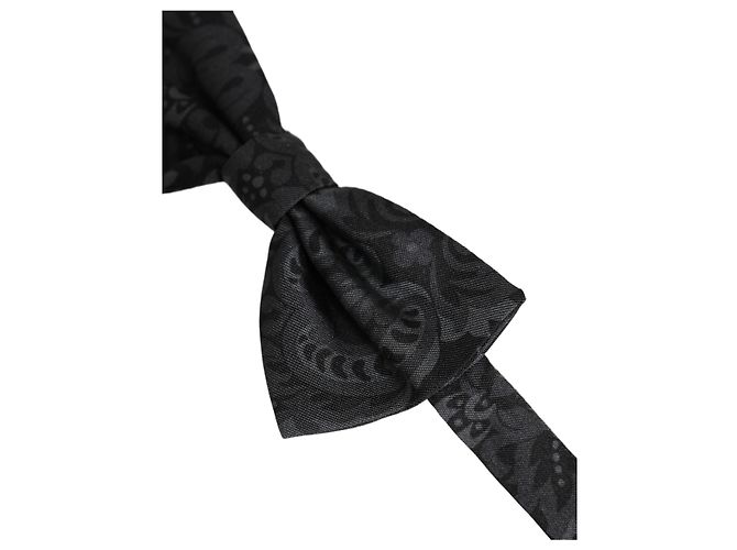 Dolce & Gabbana Papillon regolabile in seta paisley nero da uomo - vista 3