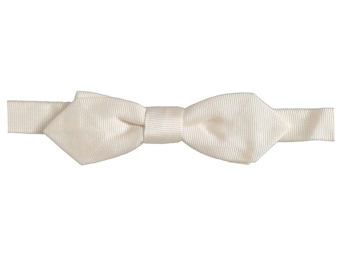 Dolce & Gabbana Papillon regolabile da uomo in % seta bianca - vista 3