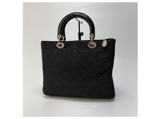 Dior Borsa Lady Cannage Tote Bag Black Silver Medium - vista 10