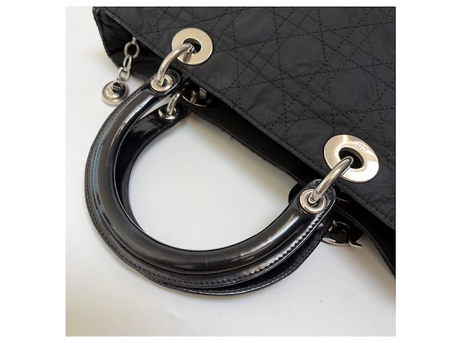 Dior Borsa Lady Cannage Tote Bag Black Silver Medium - vista 15