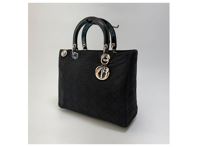 Dior Borsa Lady Cannage Tote Bag Black Silver Medium - vista 5