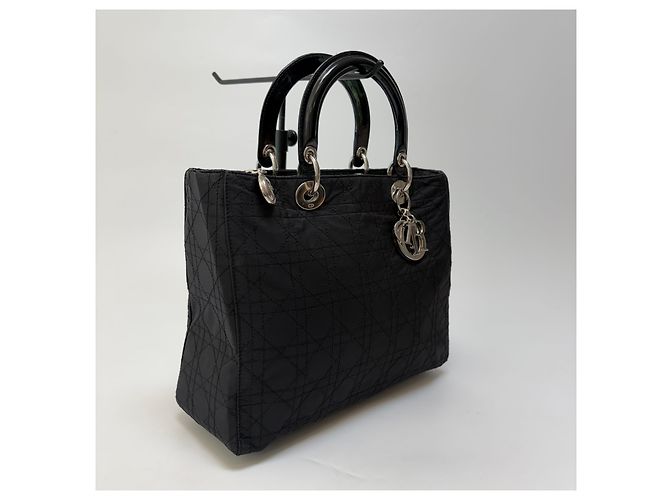 Dior Borsa Lady Cannage Tote Bag Black Silver Medium - vista 6