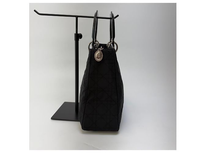 Dior Borsa Lady Cannage Tote Bag Black Silver Medium - vista 7