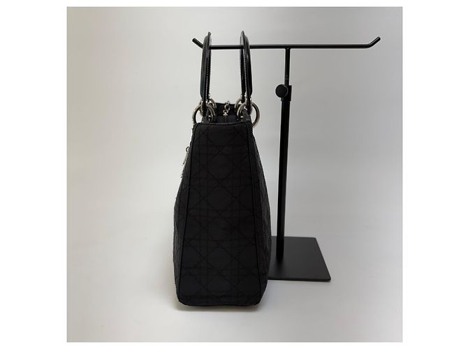 Dior Borsa Lady Cannage Tote Bag Black Silver Medium - vista 8