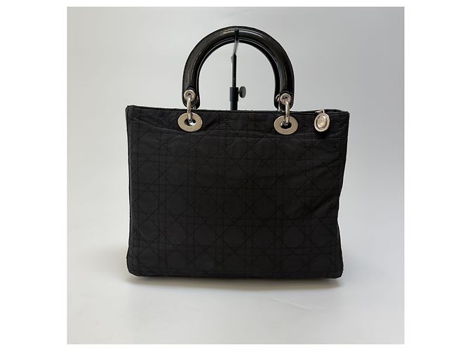 Dior Borsa Lady Cannage Tote Bag Black Silver Medium - vista 9